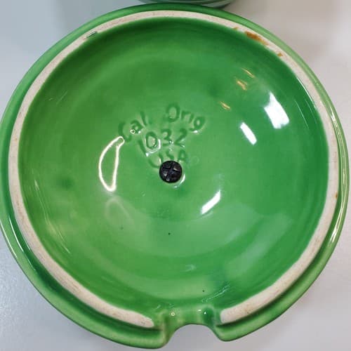 Vintage California Original Pottery Green Glazed 1033 1032 USA Lidded Bowl - Thumbnail 4