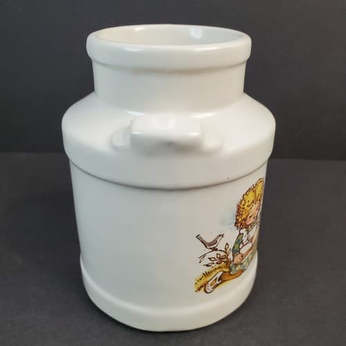 Vitage McCoy Pottery Small Milk Jug Canister Vase USA 330 Boy Girl Graphic - Thumbnail 4