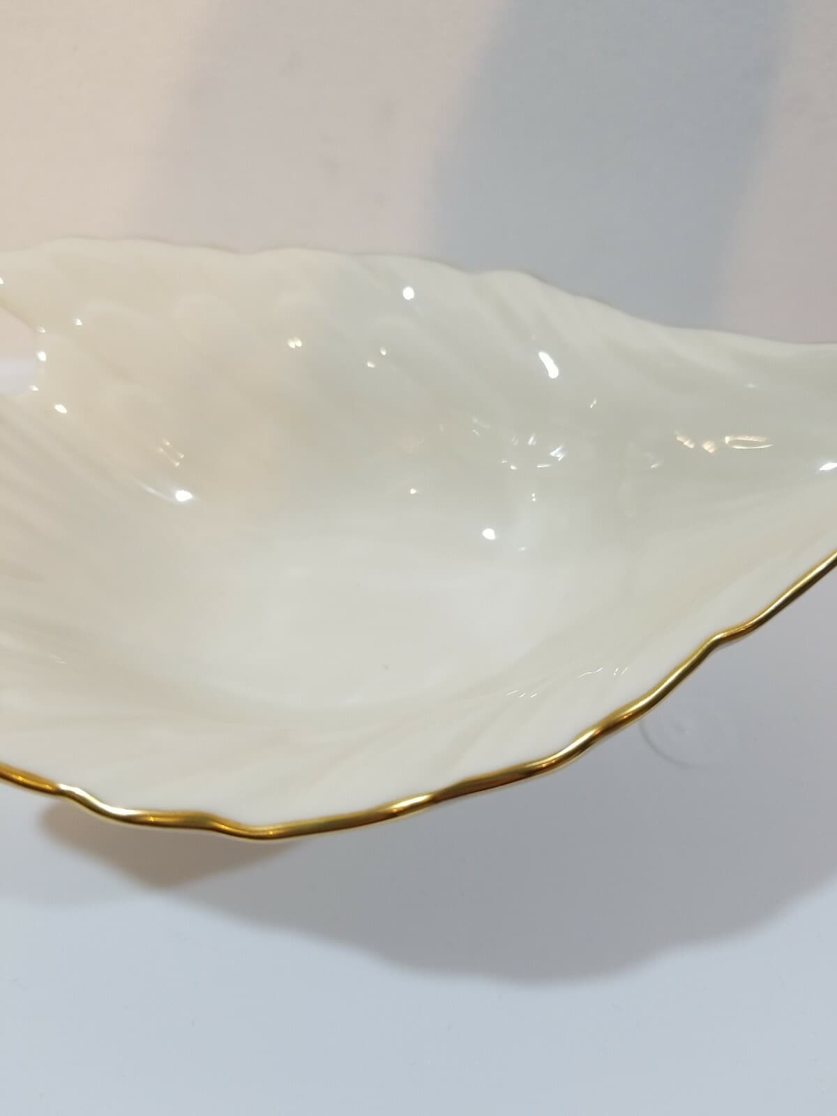 Vintage Lenox Dove Bird Candy Trinket Nut Dish Bowl Ivory Cream Gold Leaf Trim - Thumbnail 4