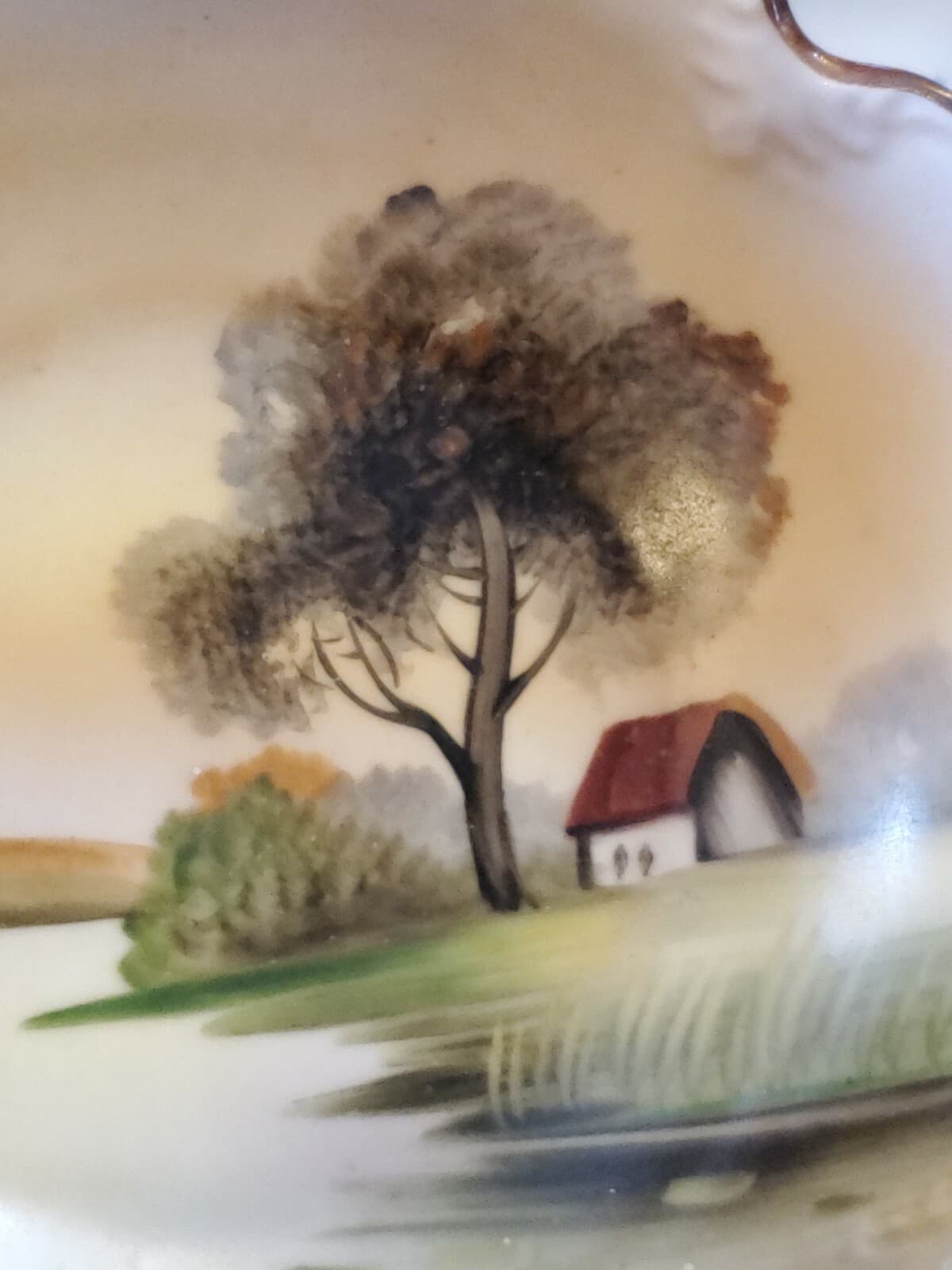 Vintage/Antique NIPPON BOWL Dish Moriage Handles Hand Painted Farm Scene - Thumbnail 10