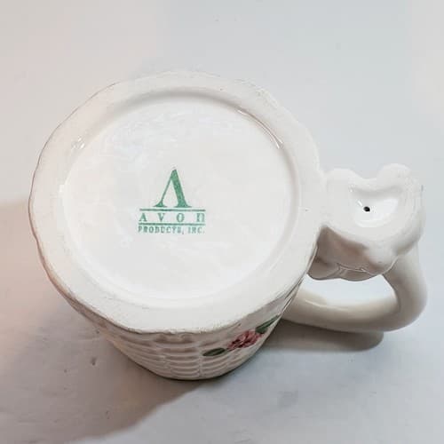 Vintage Avon White Basket Weave Bunny Rabbit Creamer Easter Spring Floral - Thumbnail 6