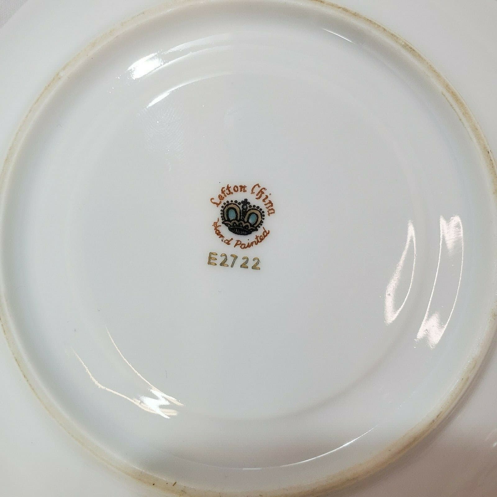 2 Vtg Lefton China Hand Painted Fruit Gold Trim Coffee Tea Cups & Saucers E2722 - Thumbnail 10