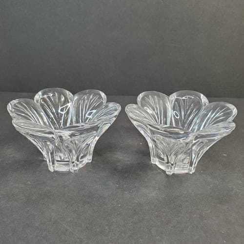 Vintage Cristal d'Arques Genuine Lead Crystal Candle Holders Tapers France Set 2