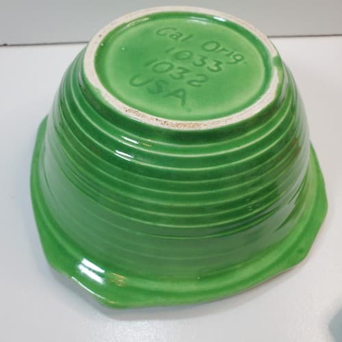 Vintage California Original Pottery Green Glazed 1033 1032 USA Lidded Bowl - Thumbnail 9