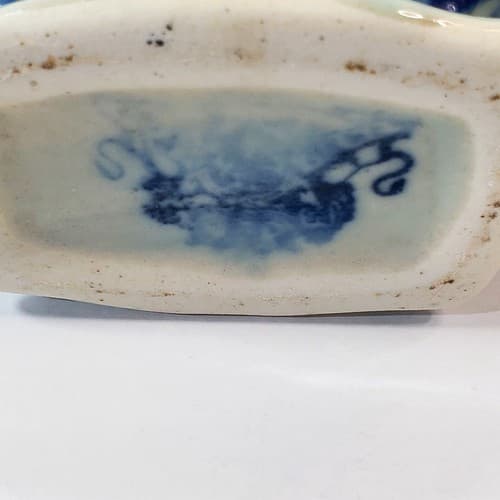 Vintage Victoria Ironstone Gravy Sauce Boat Flo Blue White - Thumbnail 6