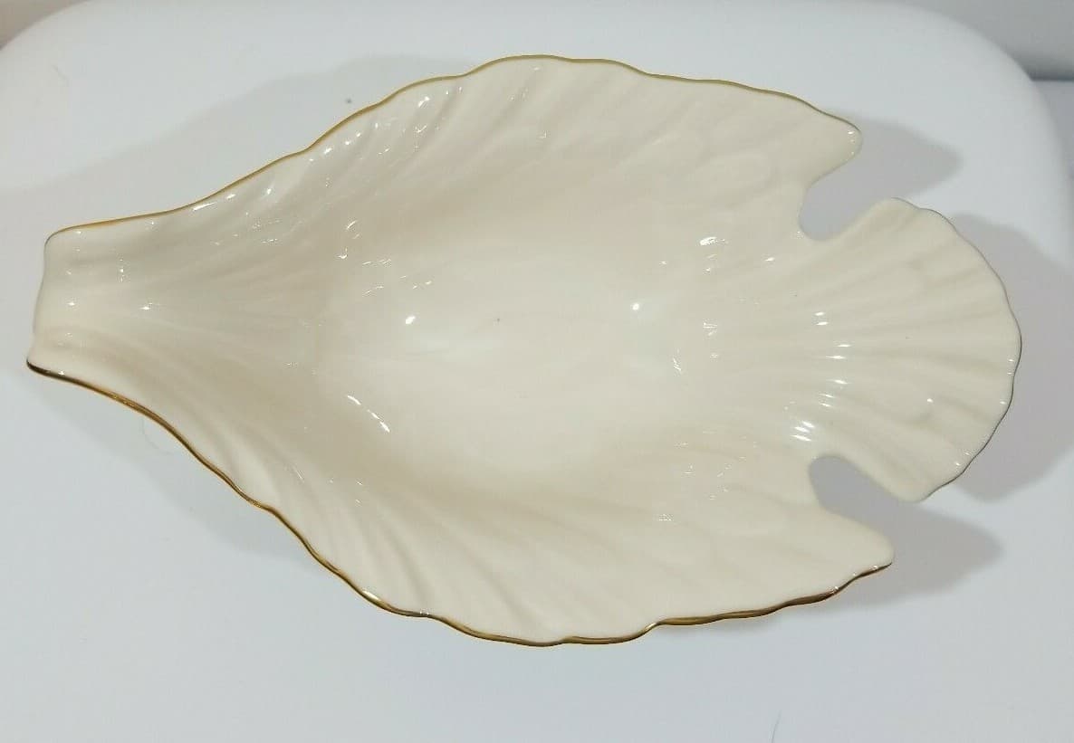 Vintage Lenox Dove Bird Candy Trinket Nut Dish Bowl Ivory Cream Gold Leaf Trim - Thumbnail 2