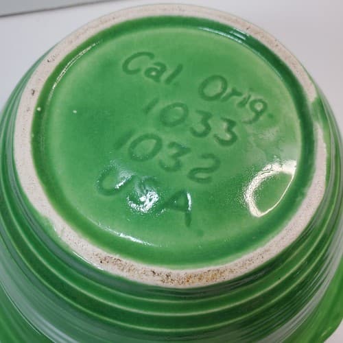 Vintage California Original Pottery Green Glazed 1033 1032 USA Lidded Bowl - Thumbnail 10
