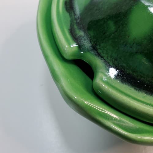 Vintage California Original Pottery Green Glazed 1033 1032 USA Lidded Bowl - Thumbnail 3
