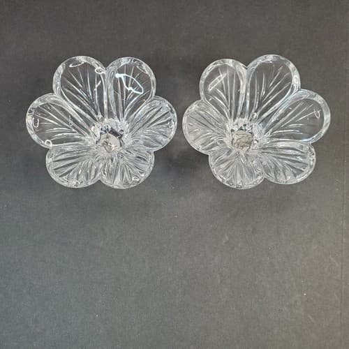 Vintage Cristal d'Arques Genuine Lead Crystal Candle Holders Tapers France Set 2 - Thumbnail 2