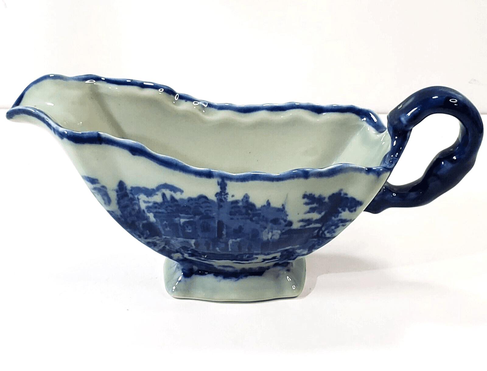 Vintage Victoria Ironstone Gravy Sauce Boat Flo Blue White