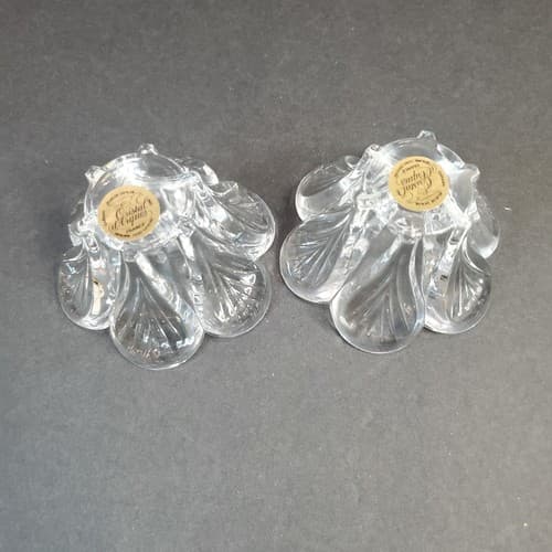 Vintage Cristal d'Arques Genuine Lead Crystal Candle Holders Tapers France Set 2 - Thumbnail 3