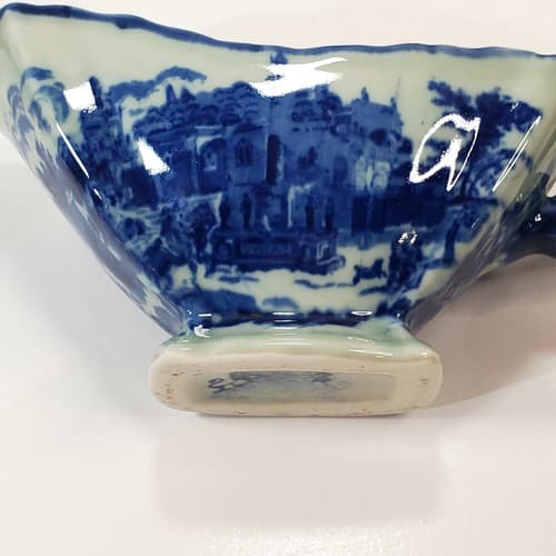 Vintage Victoria Ironstone Gravy Sauce Boat Flo Blue White - Thumbnail 8