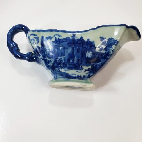 Vintage Victoria Ironstone Gravy Sauce Boat Flo Blue White - Thumbnail 5