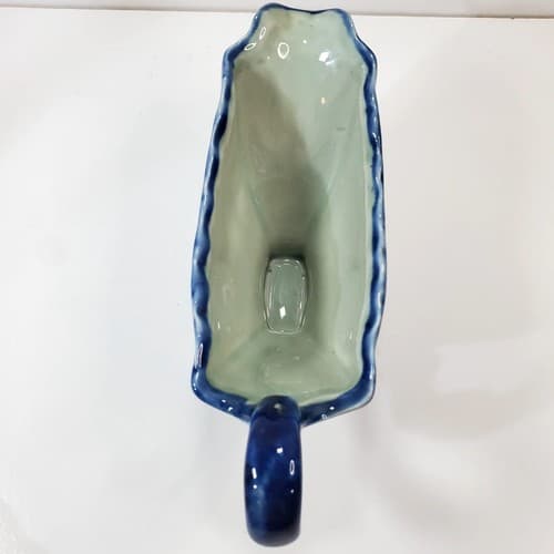 Vintage Victoria Ironstone Gravy Sauce Boat Flo Blue White - Thumbnail 2