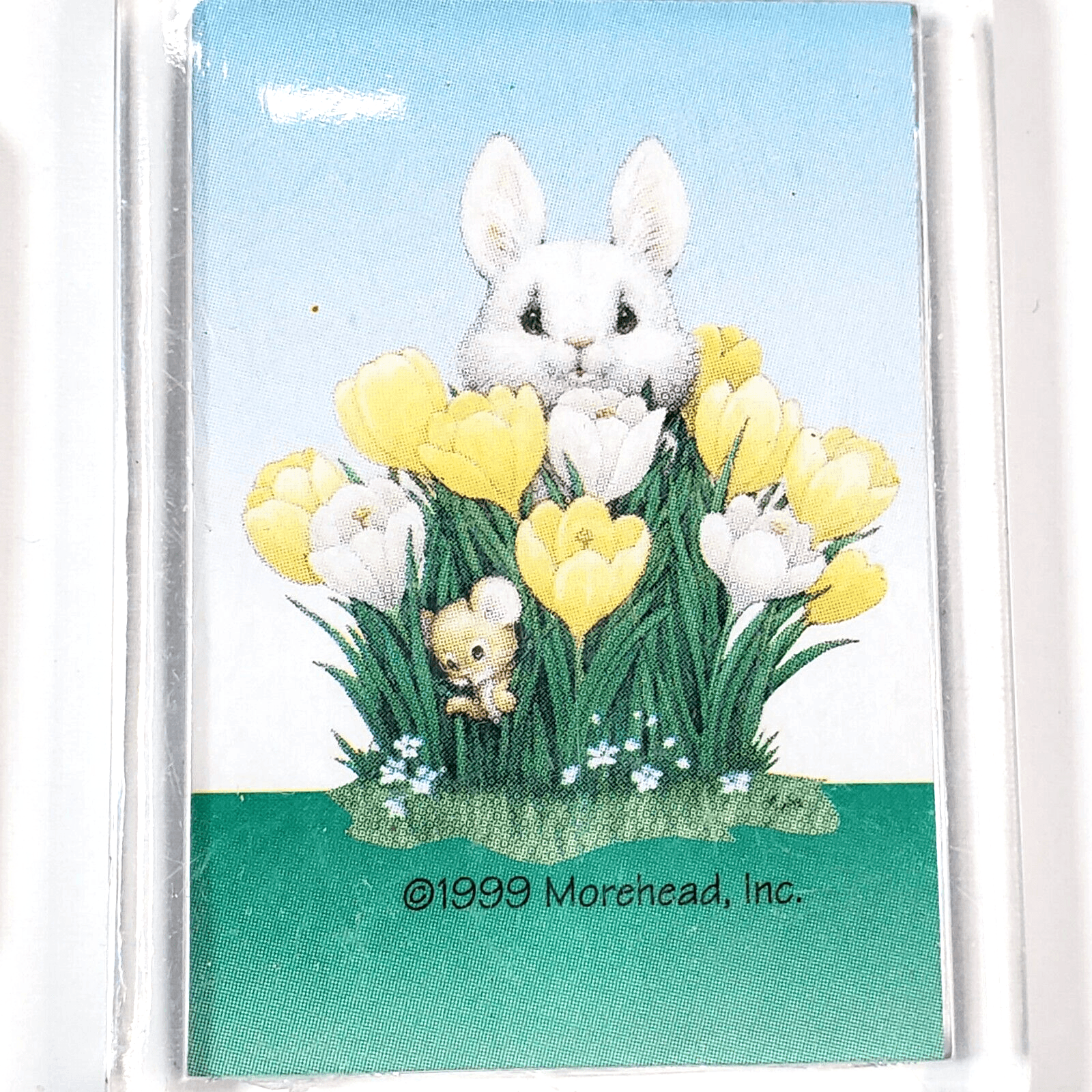 2 Vtg Refrigerator Magnets 1999 Morehead Inc Bunny Mouse Flowers Easter Spring - Thumbnail 4