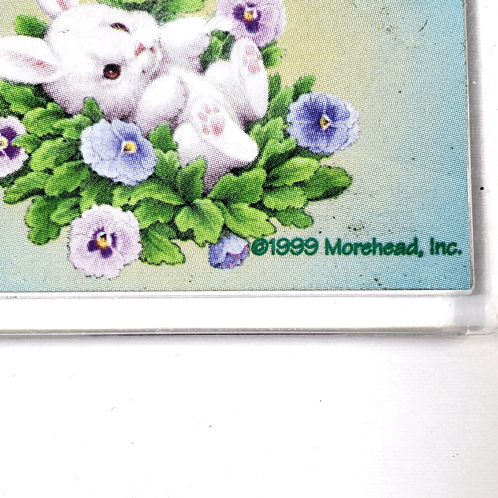 2 Vtg Refrigerator Magnets 1999 Morehead Inc Bunny Mouse Flowers Easter Spring - Thumbnail 3