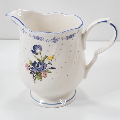 Vintage Nikko Tableware White & Blue Peony Flowers Creamer Made in Japan