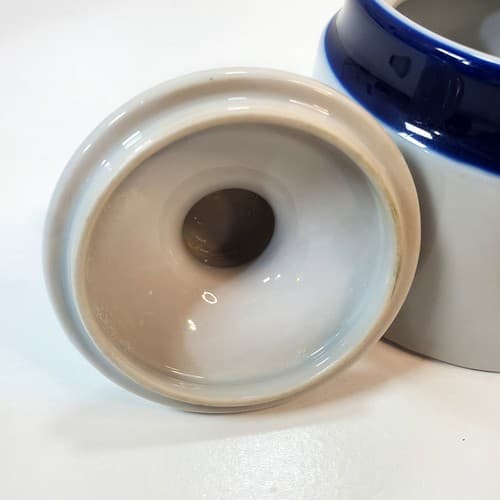 Vintage Noritake Stoneware Japan Blue White Primastone Malaga Lidded Sugar Bowl - Thumbnail 3