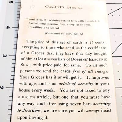 1880's Dobbin's Electric Soap Numbered Set Victorian Trade Cards (Card No. 2) - Thumbnail 10