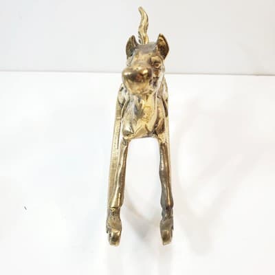 Vintage Brass Rocking Horse Figurine Equestrian Nursery Whimsical Heavy Patina - Thumbnail 2