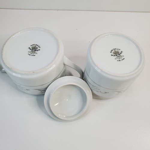 Vintage Amcrest Japan Fine China Fleur Pattern Sugar Bowl w/Lid & Creamer 1401-5 - Thumbnail 8