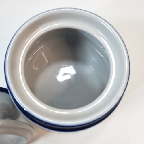 Vintage Noritake Stoneware Japan Blue White Primastone Malaga Lidded Sugar Bowl - Thumbnail 4