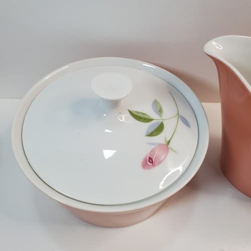 Vintage Enchante Fine China Camelot Rose Porcelain Creamer & Sugar Set Japan - Thumbnail 2