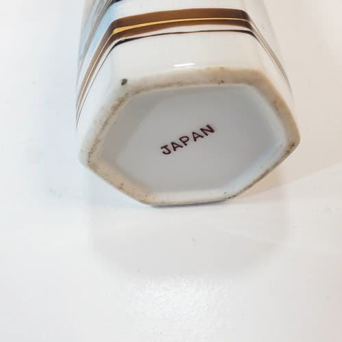 Vtg Japanese Porcelain Whistling Sake Decanter Village Water Wheel Motif Japan - Thumbnail 6