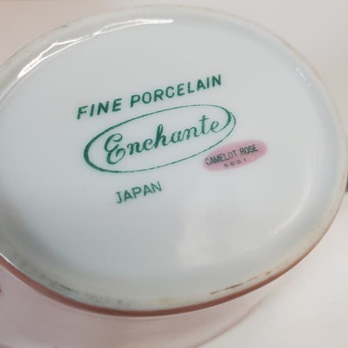 Vintage Enchante Fine China Camelot Rose Porcelain Creamer & Sugar Set Japan - Thumbnail 7