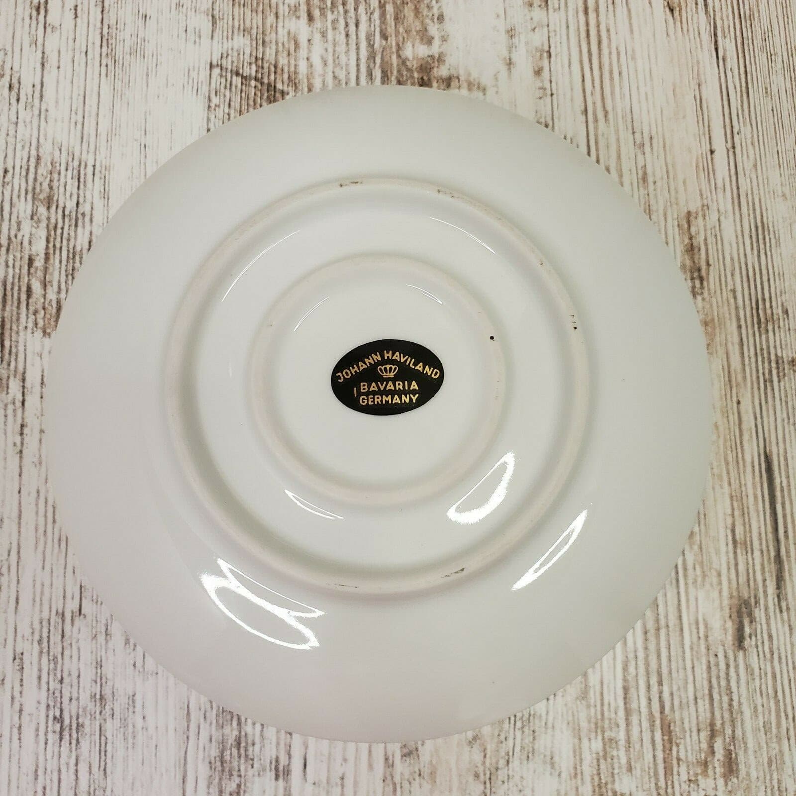 Johann Haviland Bavaria Germany Twilight Rose Gravy Boat Attached Underplate - Thumbnail 6