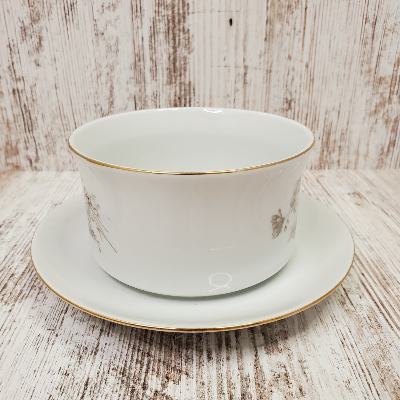 Johann Haviland Bavaria Germany Twilight Rose Gravy Boat Attached Underplate - Thumbnail 5