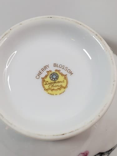 Vintage Diamond China CHERRY BLOSSOM made In Japan Creamer & Lidded Sugar Bowl - Thumbnail 7