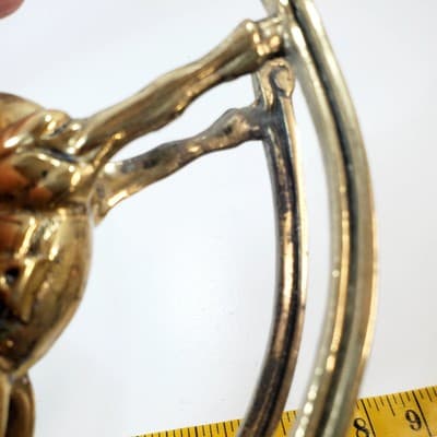 Vintage Brass Rocking Horse Figurine Equestrian Nursery Whimsical Heavy Patina - Thumbnail 6
