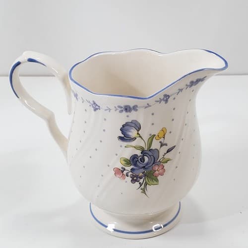 Vintage Nikko Tableware White & Blue Peony Flowers Creamer Made in Japan - Thumbnail 3