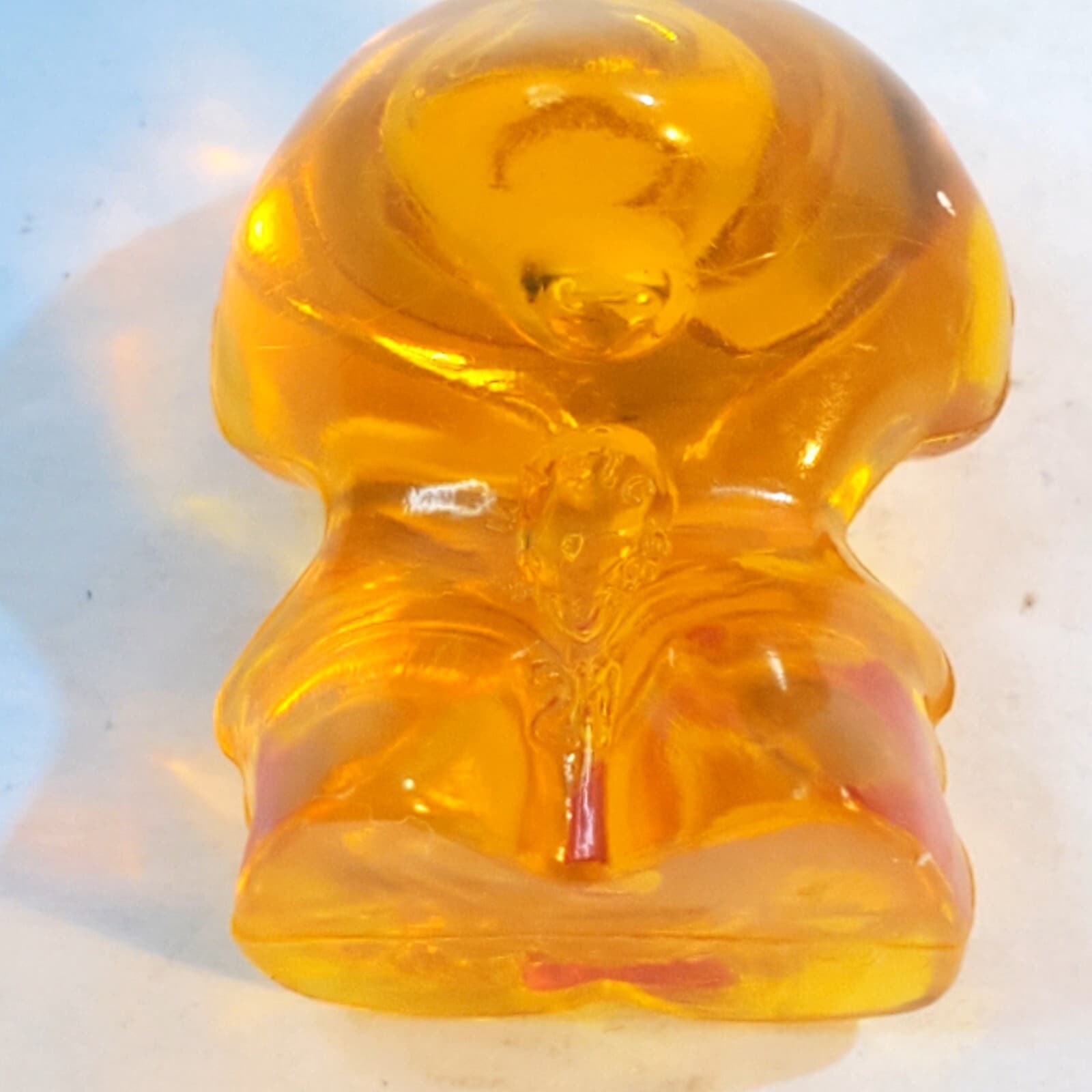Vintage Go Go Crazy Bones Translucent Golden Yellow Alien Collectible Red Buckle - Thumbnail 2