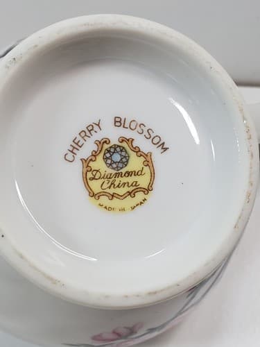 Vintage Diamond China CHERRY BLOSSOM made In Japan Creamer & Lidded Sugar Bowl - Thumbnail 8