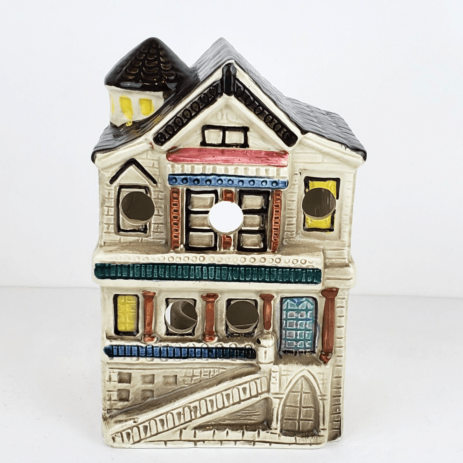 Vintage CCCC Japan Porcelain Victorian House Tea Light Votive Candle Holder