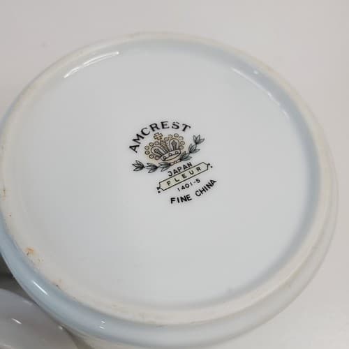 Vintage Amcrest Japan Fine China Fleur Pattern Sugar Bowl w/Lid & Creamer 1401-5 - Thumbnail 10