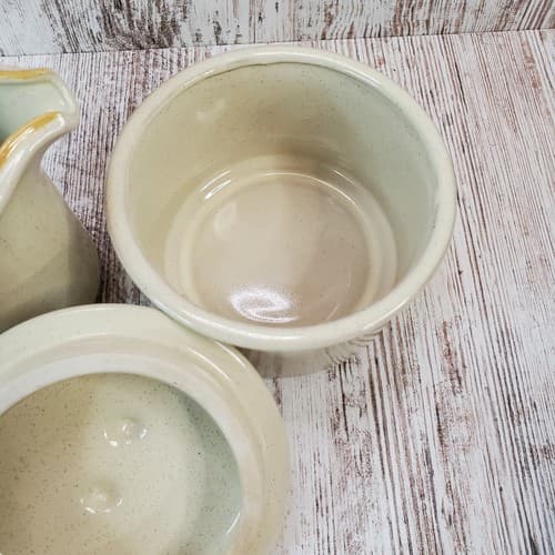 Vtg Hearthside Garden Festival Japanese Stoneware Creamer Sugar Bowl w/ Lid Set - Thumbnail 4