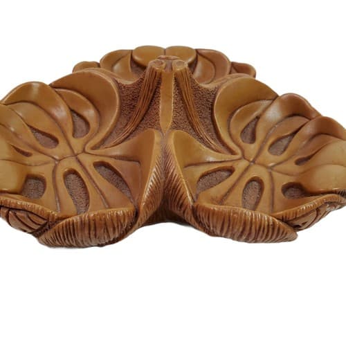 Vintage Coco Joe Hawaii Hapa-Wood Monstera Souvenir Divided Server Dish Nut Bowl - Thumbnail 2