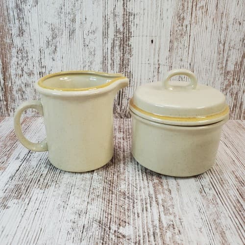 Vtg Hearthside Garden Festival Japanese Stoneware Creamer Sugar Bowl w/ Lid Set