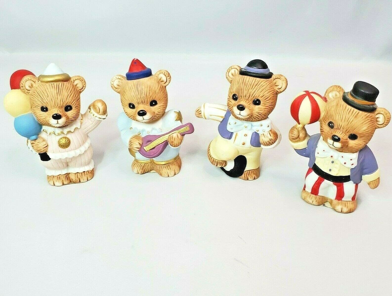 Vintage HOMCO Performing Clown Circus Bears Porcelain Figurines #1449 Set of 4