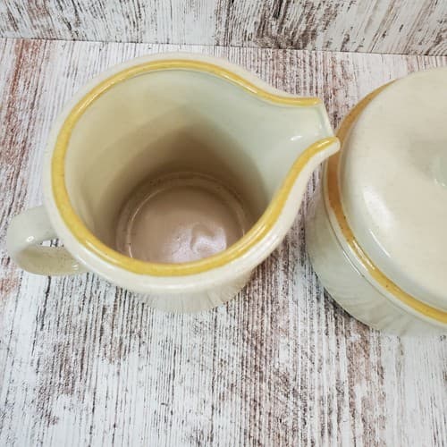 Vtg Hearthside Garden Festival Japanese Stoneware Creamer Sugar Bowl w/ Lid Set - Thumbnail 2