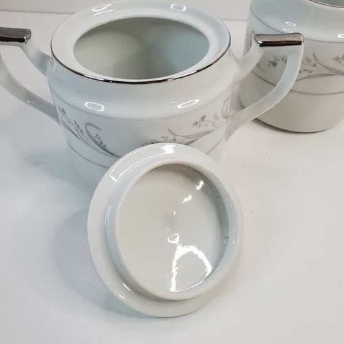 Vintage Amcrest Japan Fine China Fleur Pattern Sugar Bowl w/Lid & Creamer 1401-5 - Thumbnail 7