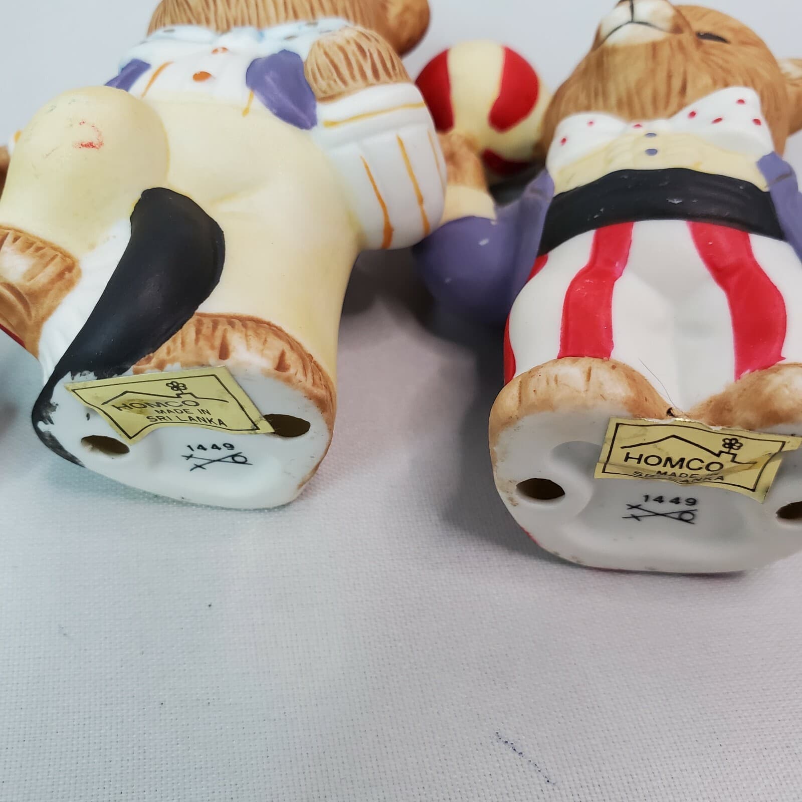 Vintage HOMCO Performing Clown Circus Bears Porcelain Figurines #1449 Set of 4 - Thumbnail 8