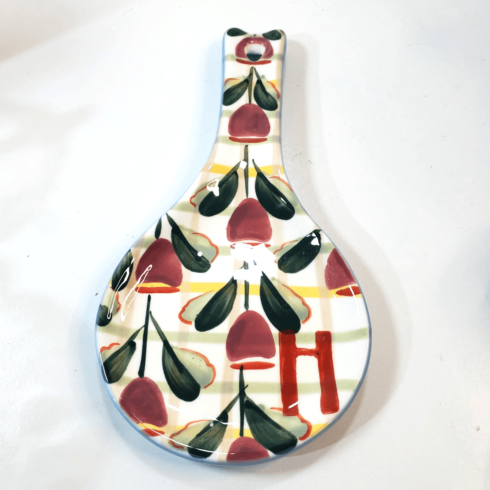 ANTHROPOLOGIE Tivoli Monogram Ceramic Spoon Rest Letter H Floral Garden - Thumbnail 2