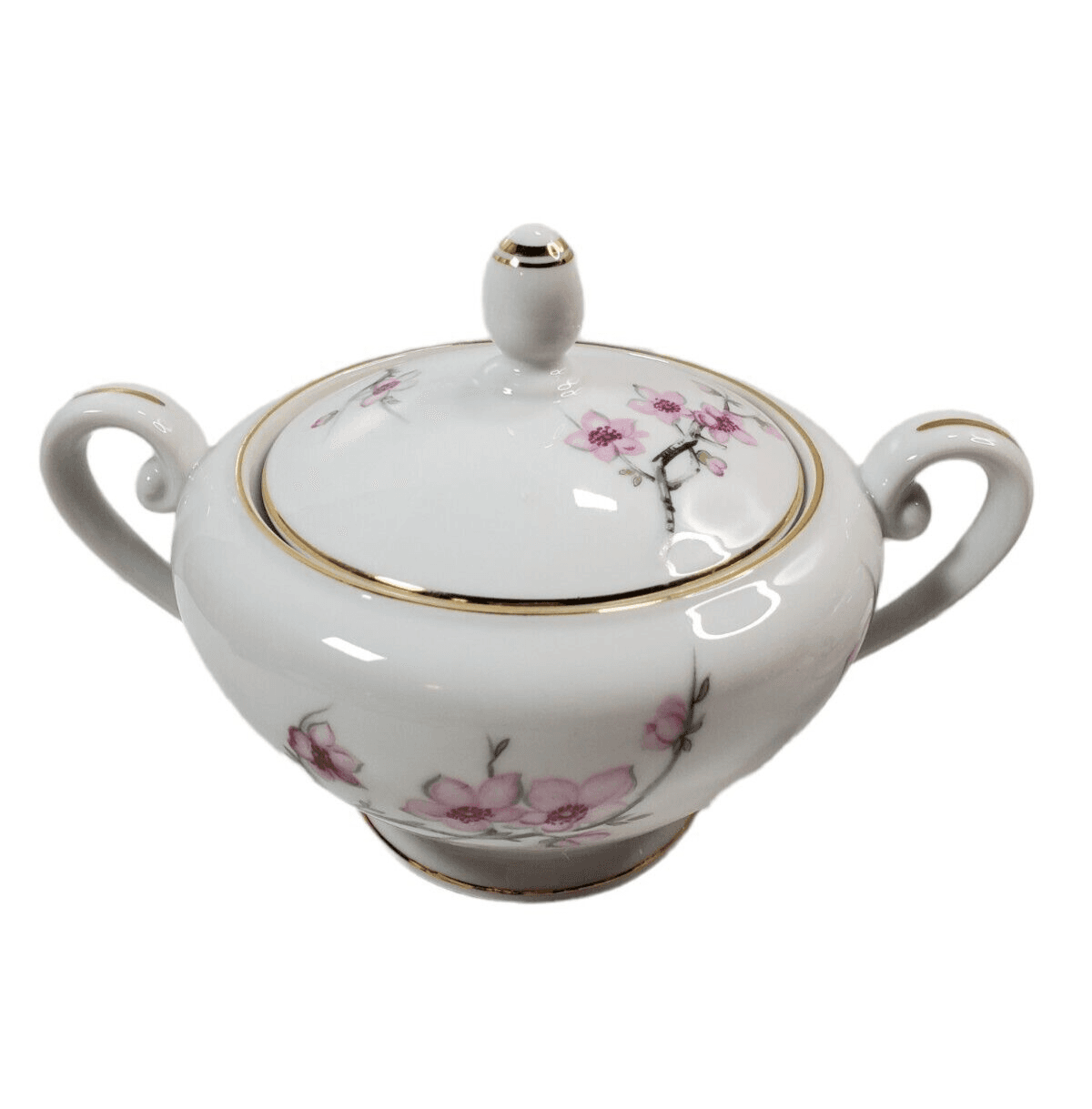 Vintage Diamond China CHERRY BLOSSOM made In Japan Creamer & Lidded Sugar Bowl - Thumbnail 2