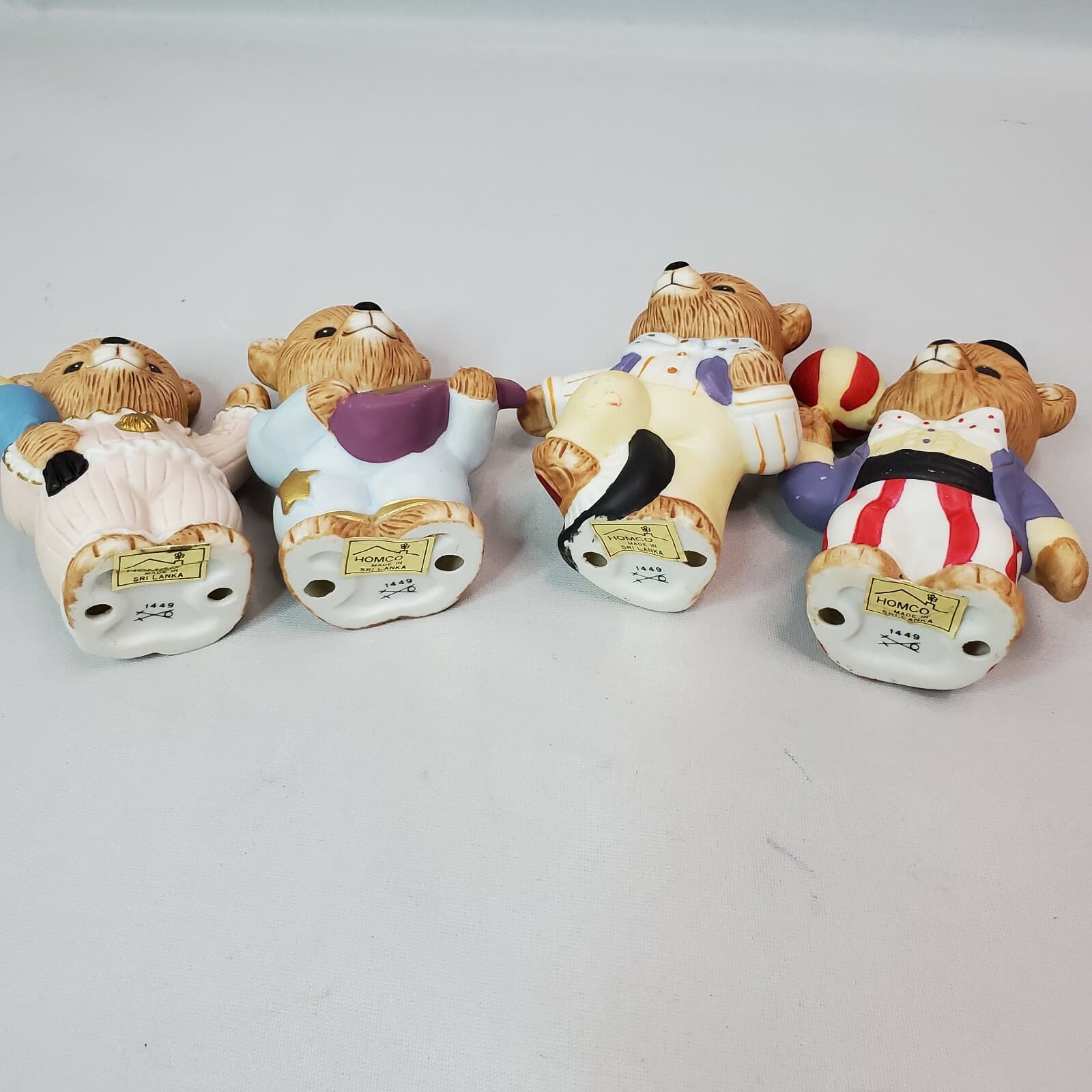 Vintage HOMCO Performing Clown Circus Bears Porcelain Figurines #1449 Set of 4 - Thumbnail 9