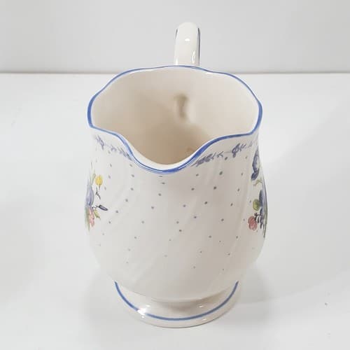 Vintage Nikko Tableware White & Blue Peony Flowers Creamer Made in Japan - Thumbnail 2