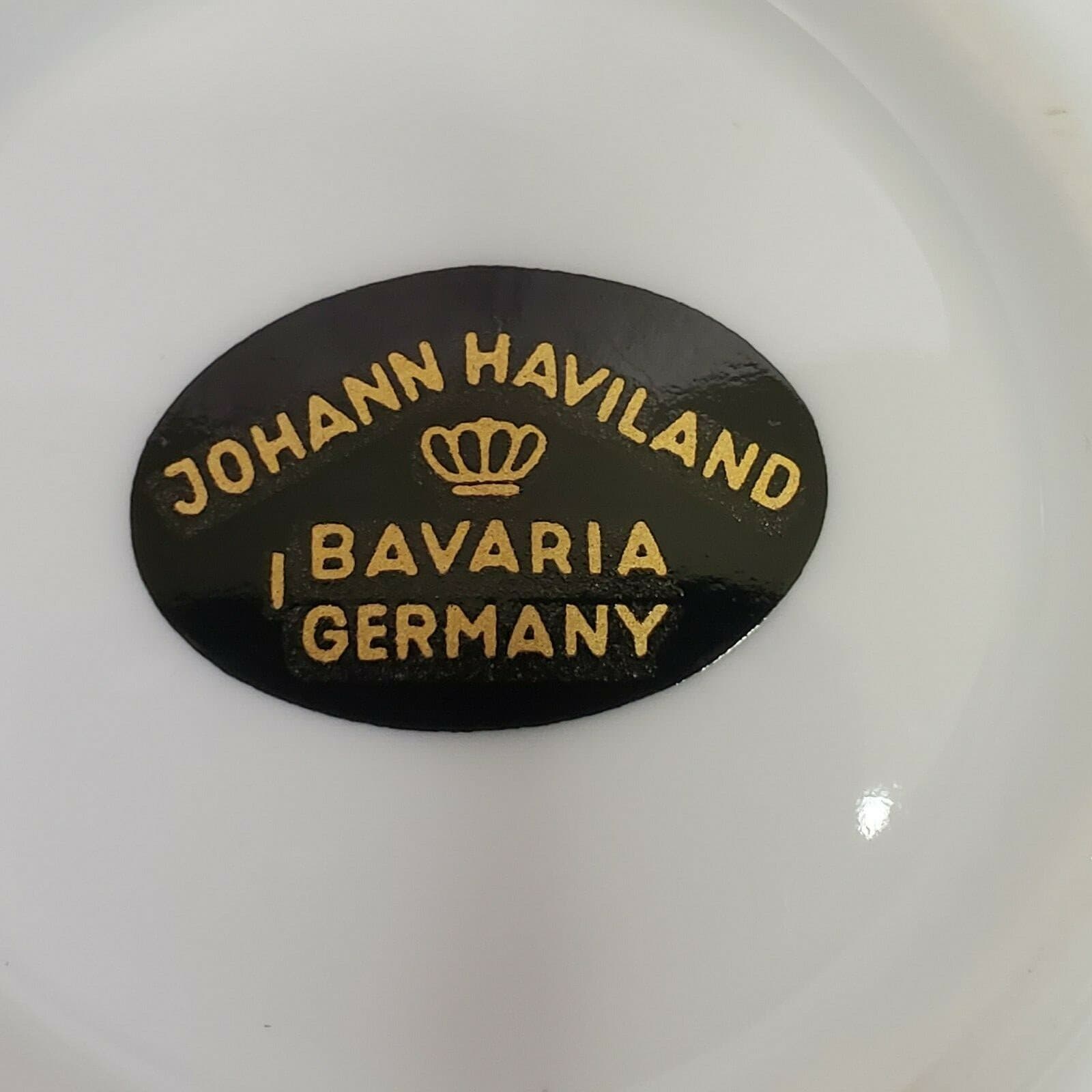 Johann Haviland Bavaria Germany Twilight Rose Gravy Boat Attached Underplate - Thumbnail 7